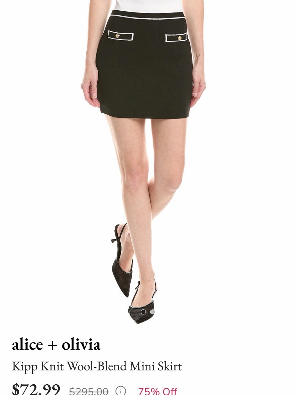 Alice + Olivia Black Mini Skirt with White Trim